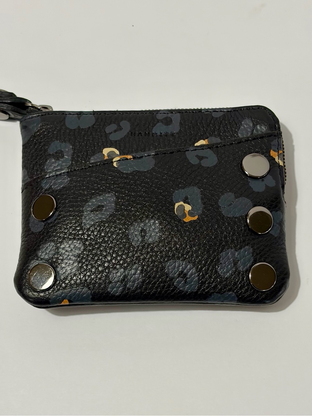 Hammitt LeatherNash Mini Wallet/Wristlet in Leopard Print with Gunmetal Hardware
